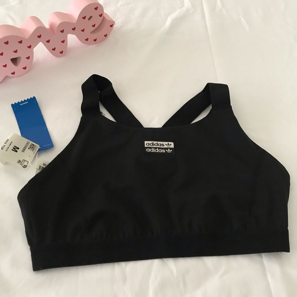 Adidas women black bra top size M